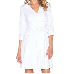 MILLY NEW Pleated Wrap Dress in White NO BELT
